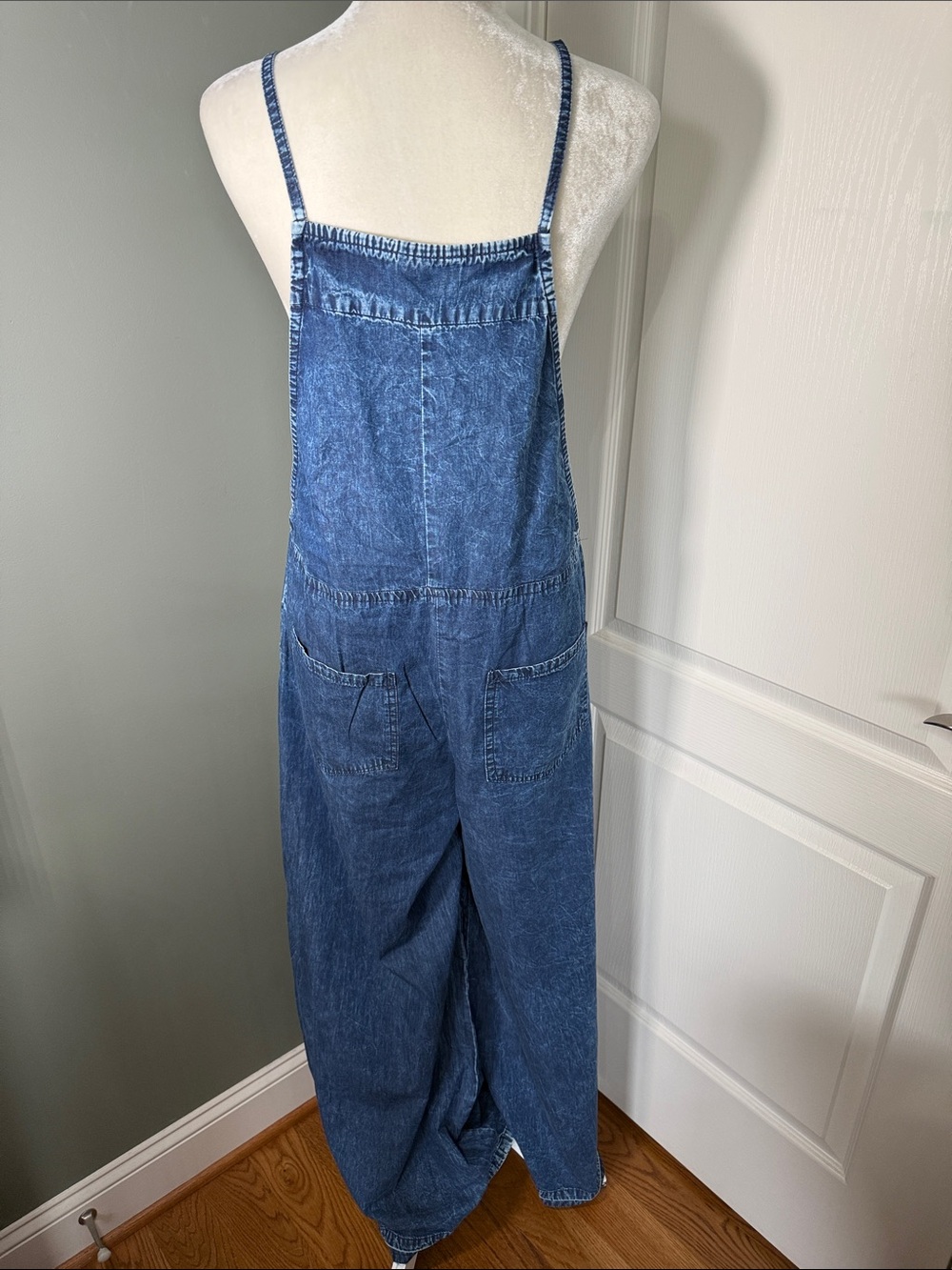 Angie Acid Wash Denim Flare Leg Overalls Jumpsuit NWT M - Picture 6 of 13